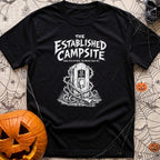 Lost The Plot - T-Shirt in Black - A black and white illustration of a wooden electrical pedestal shaped like a...