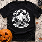 My Amps Are Ghosting - T-Shirt in Black - A white illustration on a black background depicting a ghost hovering its hands...