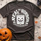 Check Engine Nightmare - T-Shirt in Graphite - A black-and-white illustration of a portable black water tank with a...