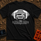 The Ultimate Drive - T-Shirt in Black - A black and white illustration of a camper van breaking through the center of a...