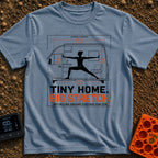 Stretch Your Square Footage - T-Shirt in Blue Jean - A schematic diagram showing the cross-section of a camper van with...