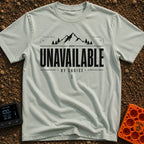 Out Of Service Area - T-Shirt in Bay - A black and white typographic design featuring a silhouette of a mountain peak...