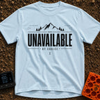 Out Of Service Area - T-Shirt in Chambray - A black and white typographic design featuring a silhouette of a mountain...