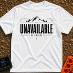 Out Of Service Area - T-Shirt in White - A black and white typographic design featuring a silhouette of a mountain peak...