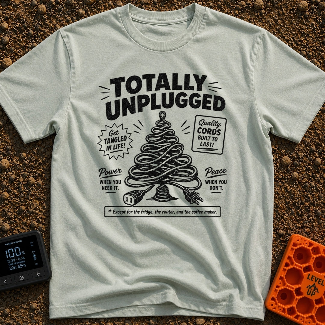 Connected To The Disconnect - T-Shirt in Bay - A graphic illustration of an electrical cord coiled into the shape of a...
