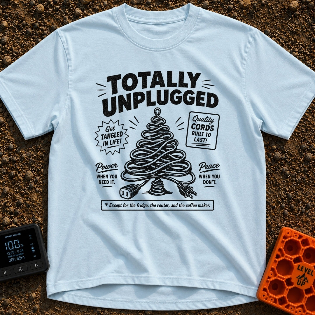 Connected To The Disconnect - T-Shirt in Chambray - A graphic illustration of an electrical cord coiled into the shape of...