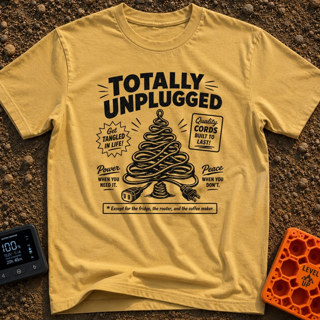 Connected To The Disconnect - T-Shirt in Mustard - A graphic illustration of an electrical cord coiled into the shape of...