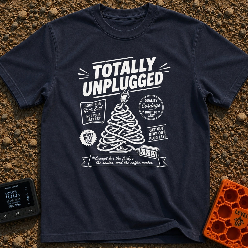 Connected To The Disconnect - T-Shirt in Navy - A graphic illustration of an electrical cord coiled into the shape of a...