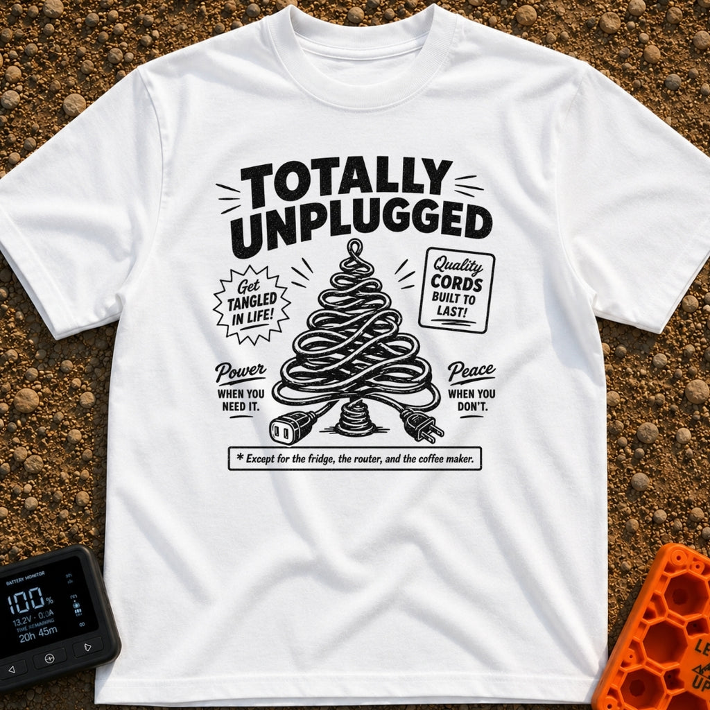 Connected To The Disconnect - T-Shirt in White - A graphic illustration of an electrical cord coiled into the shape of a...