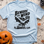 Suckers For Shade - T-Shirt in Chambray - A black and white illustration of a camper van parked in a desert at night...