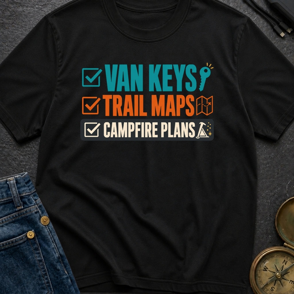 Keys Maps Campfire Plans - T-Shirt