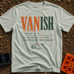 Vanish Is A Verb - T-Shirt in Bay - A typographic design styled like a dictionary entry for the word 'VANISH', defining...