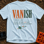 Vanish Is A Verb - T-Shirt in Chambray - A typographic design styled like a dictionary entry for the word "VANISH",...