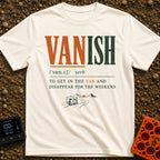 Vanish Is A Verb - T-Shirt in Ivory - A typographic design styled like a dictionary entry for the word 'VANISH', defining...
