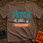 Chief Fetch Officer - T-Shirt in Espresso - A graphic featuring a camper van parked near mountains and pine trees,...