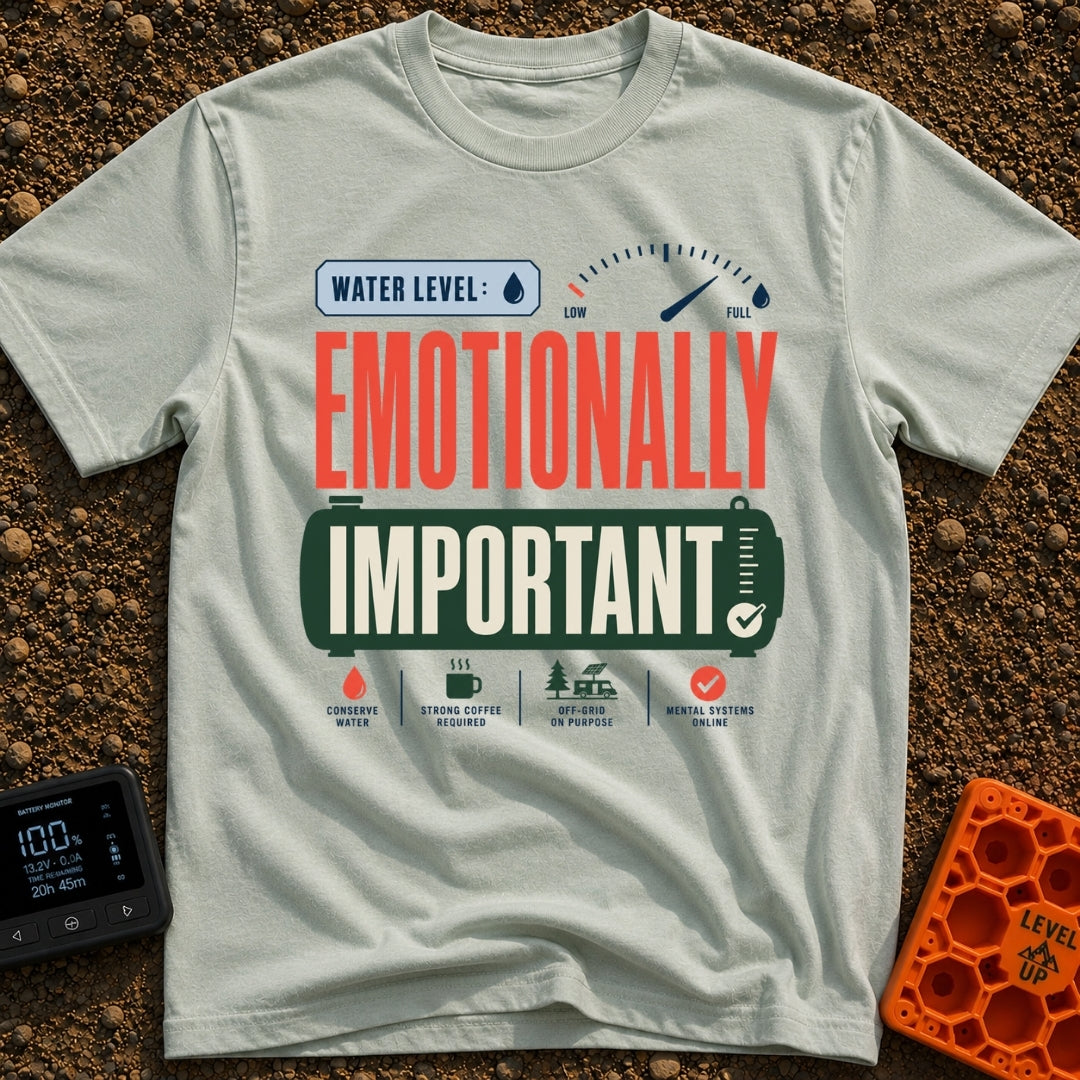 Emotional Support Tank - T-Shirt in Bay - A graphic design featuring the text "WATER LEVEL: EMOTIONALLY IMPORTANT"...