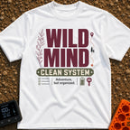Organized Wild Wanderer - T-Shirt in White - The design features the text "WILD MIND" in large burgundy letters and...