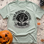 Zero Survival Skills - T-Shirt in Bay - A black and white illustration of a zombie hand rising from a dirt grave in a...