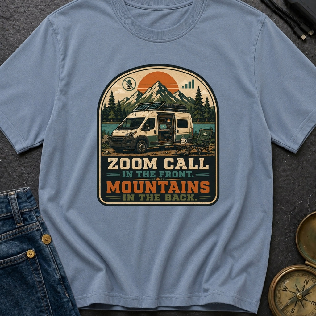 Zoom Front Mountains Back - T-Shirt