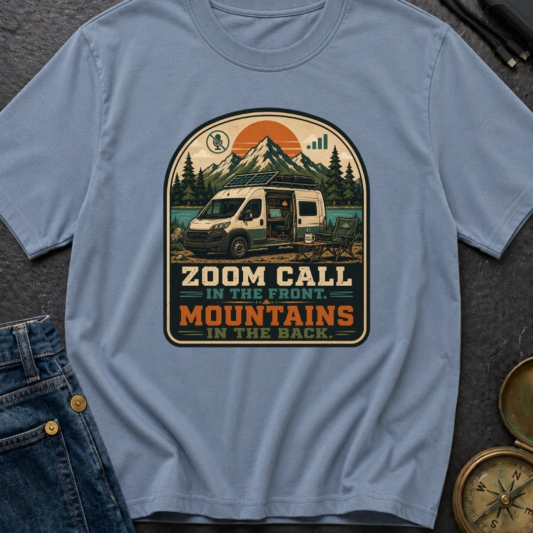 Zoom Front Mountains Back - T-Shirt
