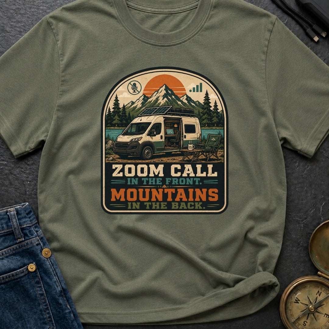 Zoom Front Mountains Back - T-Shirt