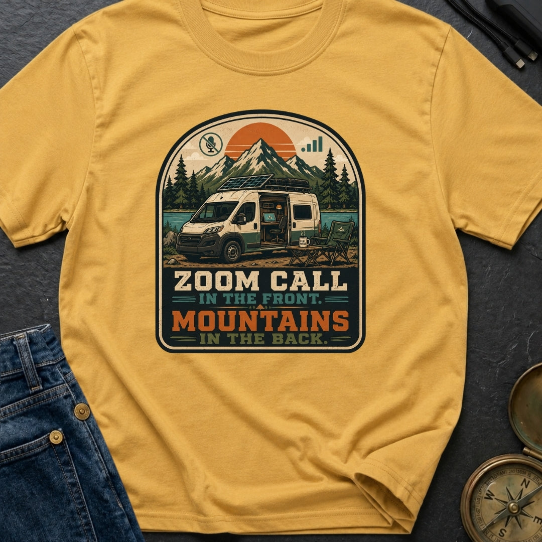 Zoom Front Mountains Back - T-Shirt